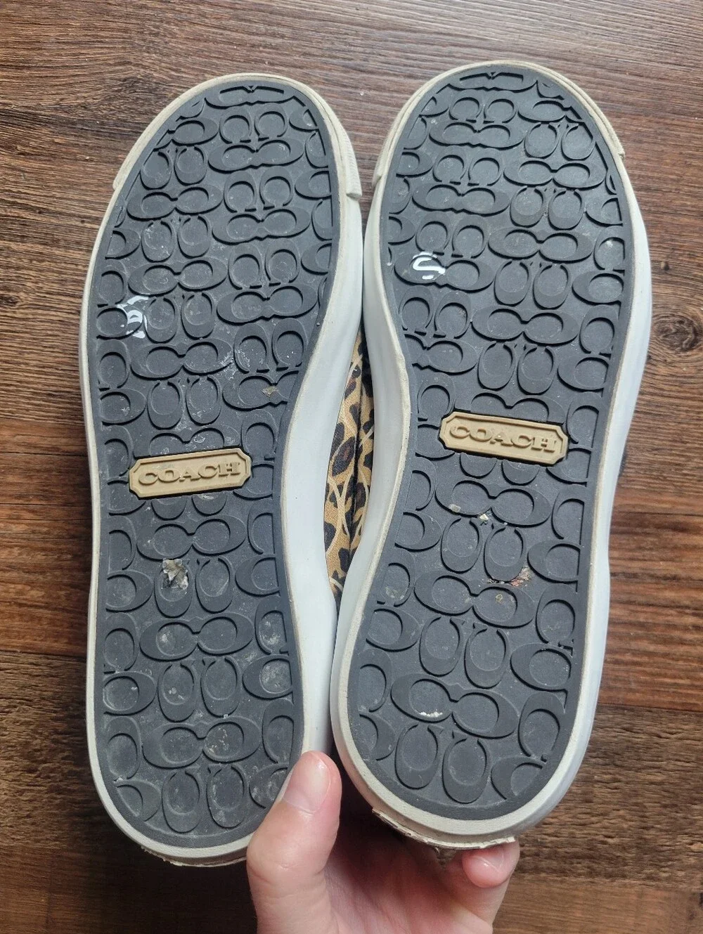 Coach Gema Animal Print Brown Tan White Sneakers Shoes